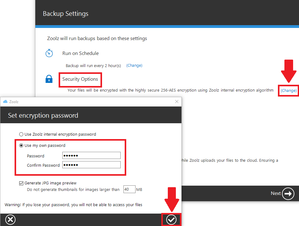 Encryption with Custom Password